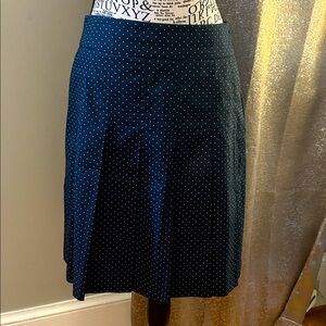 J. Crew Navy Polka Dot Pleated A-Line Skirt